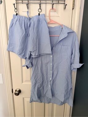 SHEIN Light Blue Casual Two-Piece Set